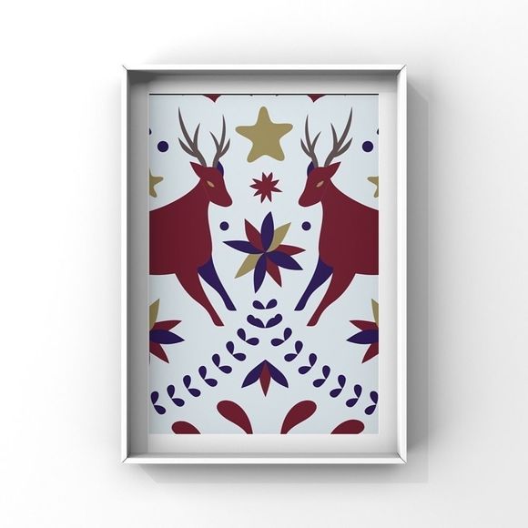 Limited edition modern minimalist Christmas illustration ornament art print set - Picture 4 of 16